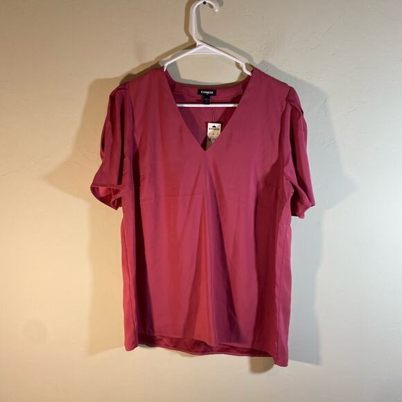 Express V Neck Top Size Medium Short Sleeve - Picture 2 of 9